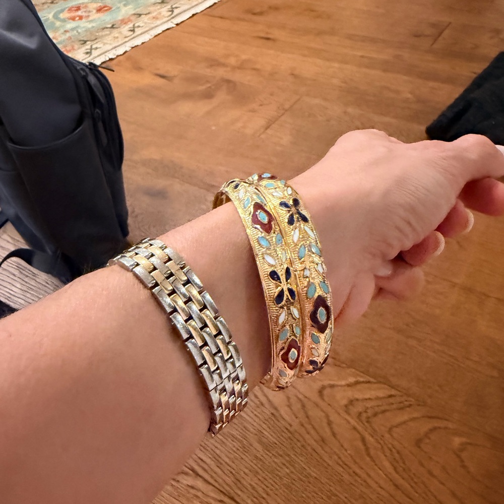 Elegant Gold and colored  Bangle Set
Two included